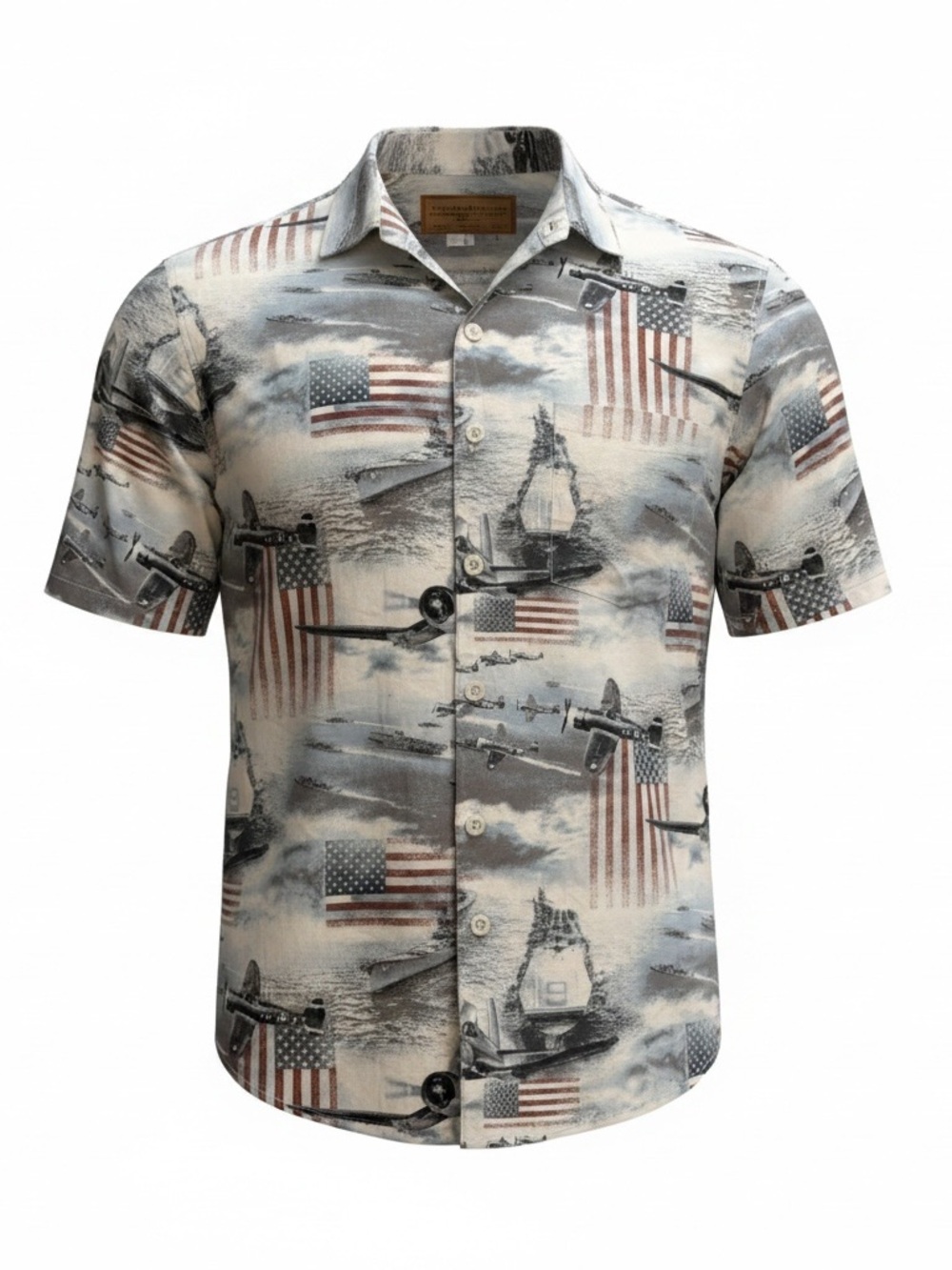 Clearwater Outfitters WWII Military Fighter Plane American Flag Shirt M